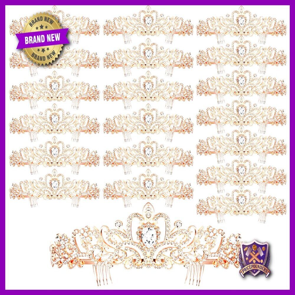 Rhinestone Tiara Crowns Set of 20 Elegant Bridal Wedding Party Hair Accessories